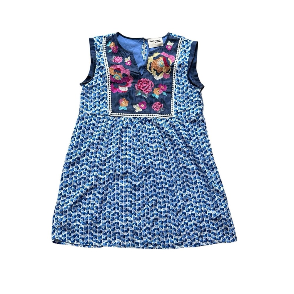 Savanna Jane‎ Dress Womens Size Large Boho Floral Stripes Geometric Shift Mini